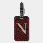 Classy Floral Mit Monogramm Letter N dunkelrot Gepäckanhänger (Vorderseite vertikal)