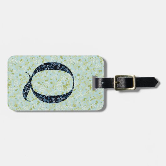 Classy Floral Mit Monogramm Letter Q acqua Gepäckanhänger (Vorderseite horizontal)