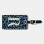 Classy Floral Mit Monogramm Letter R blue Gepäckanhänger (Vorderseite horizontal)