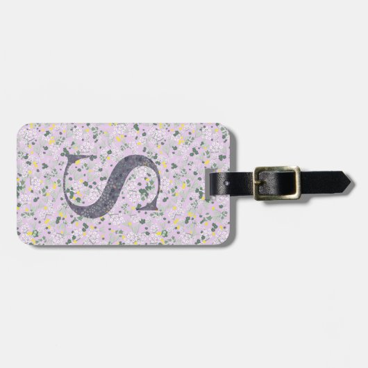 Classy Floral Mit Monogramm Letter S leicht lila Gepäckanhänger (Vorderseite horizontal)