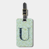 Classy Floral Mit Monogramm Letter U acqua Gepäckanhänger (Vorderseite vertikal)
