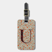 Classy Floral Mit Monogramm Letter U grün rot Gepäckanhänger (Vorderseite vertikal)