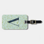 Classy Floral Mit Monogramm Letter V acqua Gepäckanhänger (Vorderseite horizontal)