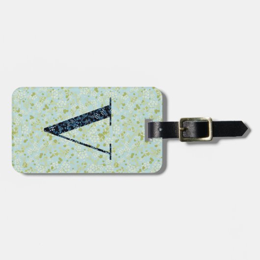 Classy Floral Mit Monogramm Letter V acqua Gepäckanhänger (Vorderseite horizontal)