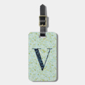 Classy Floral Mit Monogramm Letter V acqua Gepäckanhänger (Vorderseite vertikal)