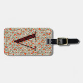 Classy Floral Mit Monogramm Letter V grün rot Gepäckanhänger (Vorderseite horizontal)