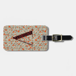 Classy Floral Mit Monogramm Letter V grün rot Gepäckanhänger