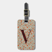 Classy Floral Mit Monogramm Letter V grün rot Gepäckanhänger (Vorderseite vertikal)