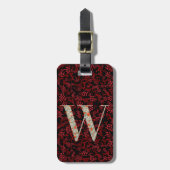 Classy Floral Mit Monogramm Letter W dunkelrot Gepäckanhänger (Vorderseite vertikal)