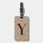 Classy Floral Mit Monogramm Letter Y grün rot Gepäckanhänger (Vorderseite vertikal)