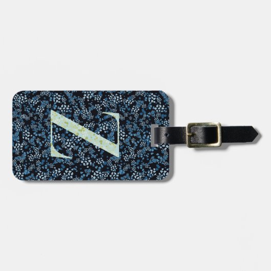 Classy Floral Mit Monogramm Letter Z blue Gepäckanhänger (Vorderseite horizontal)