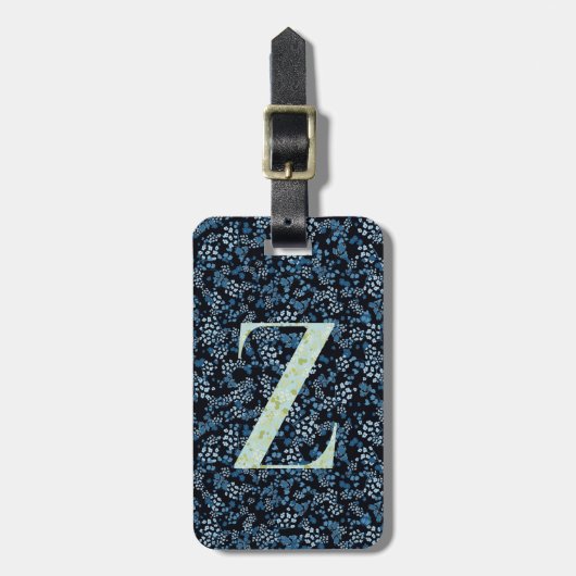 Classy Floral Mit Monogramm Letter Z blue Gepäckanhänger (Vorderseite vertikal)