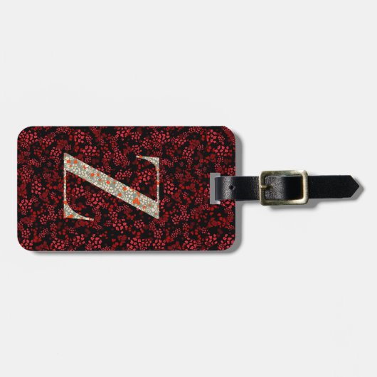 Classy Floral Mit Monogramm Letter Z dunkelrot Gepäckanhänger (Vorderseite horizontal)