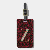 Classy Floral Mit Monogramm Letter Z dunkelrot Gepäckanhänger (Vorderseite vertikal)