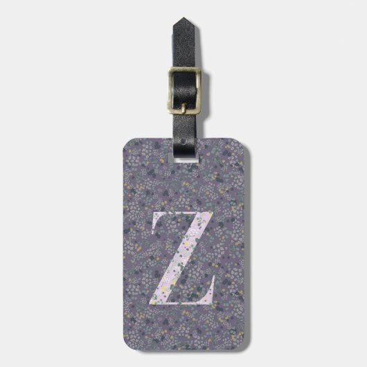 Classy Floral Mit Monogramm Letter Z lila Gepäckanhänger (Vorderseite vertikal)