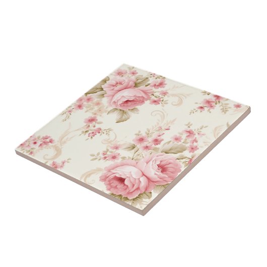 Classy Floral Rose Petal Pink Fliese (Seite)