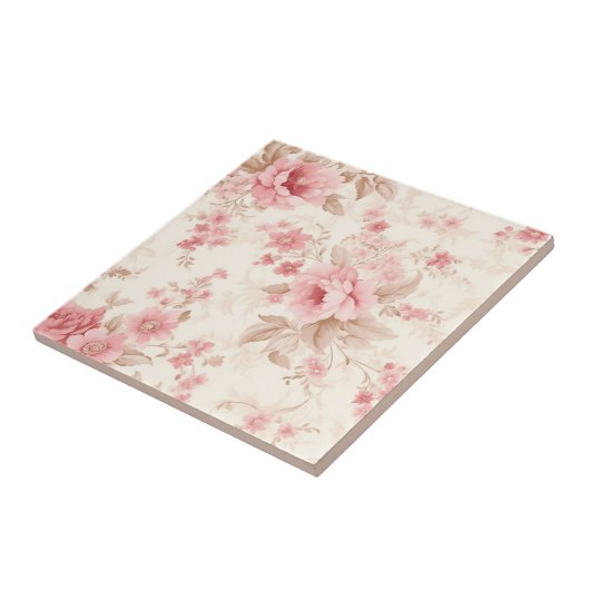 Classy Floral Rose Pink Fliese (Seite)