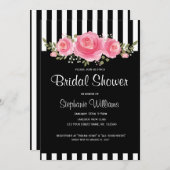 Classy Floral Streifen Brautdusche Einladung (Vorne/Hinten)
