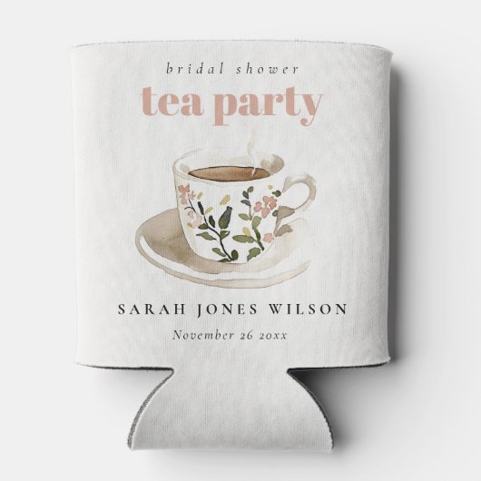 Classy Floral Tee Brautparty Teezeremonie Party Dosenkühler (Rückseite)