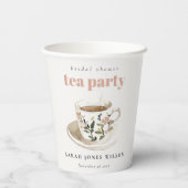 Classy Floral Tee Brautparty Teezeremonie Party Pappbecher (Rückseite)