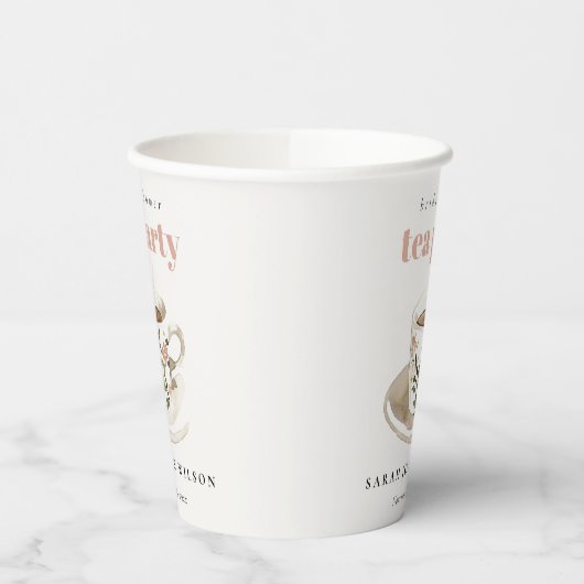 Classy Floral Tee Brautparty Teezeremonie Party Pappbecher (Links)