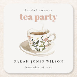Classy Floral Tee Brautparty Teezeremonie Party Rechteckiger Pappuntersetzer