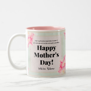 Classy Floral Vintag Pink & Green Mother Day  Zweifarbige Tasse