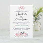 Classy Floral Wedding Invitation elegant card Einladung (Stehend Vorderseite)