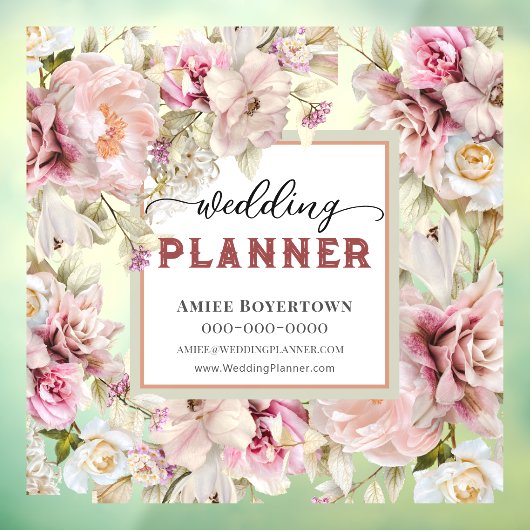 Classy Floral Wedding Planner Business Fensteraufkleber (Blatt 3)