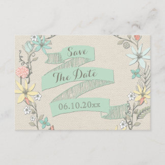 Classy Floral Wreath und Banner Save the Date Einladung