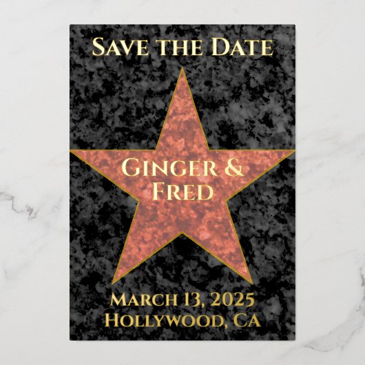 Classy Foil Hollywood Star Save the Date Folieneinladung (Vorderseite)