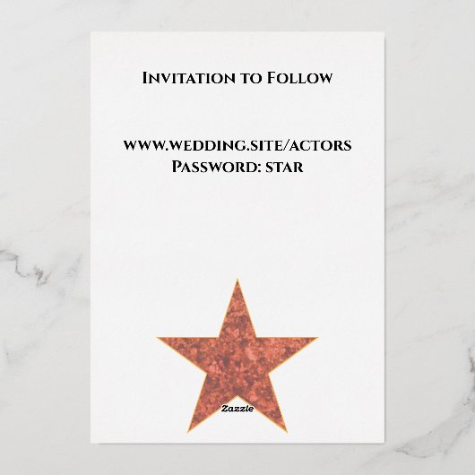 Classy Foil Hollywood Star Save the Date Folieneinladung (Rückseite)