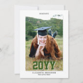Classy Forest Green Graduate 2024 Abschluss Foto Dankeskarte (Vorderseite)