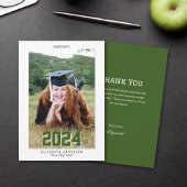 Classy Forest Green Graduate 2024 Abschluss Foto Dankeskarte