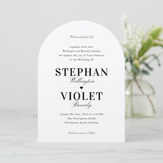 Classy Formal Arch Shaping Wedding Einladung (Stehend Vorderseite)