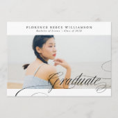 Classy Formal Calligraphy Foto Uni-Abschluss Ankündigung (Vorderseite)