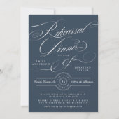 Classy Formal Navy Blue Hochzeit Probe Dinner Einladung (Vorderseite)