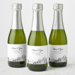 Classy Fort Worth Gastgeschenk Hochzeit Custom Min Schaumweinetikett