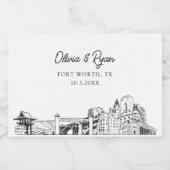 Classy Fort Worth Gastgeschenk Hochzeit Custom Min Schaumweinetikett (Einzelnes Label)