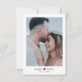 Classy Foto Black Script mit Heart Wedding Dankeskarte (Vorderseite)