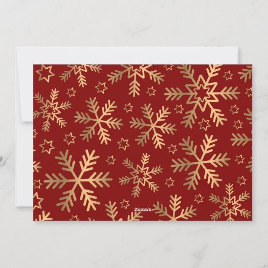 Classy Foto Collage Gold Schneeflocken Weihnachten (Rückseite)