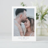 Classy Foto Dusty Blue Script mit Heart Wedding Dankeskarte (Stehend Vorderseite)