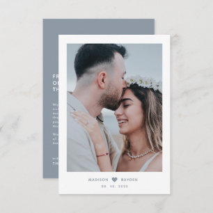 Classy Foto Dusty Blue Script mit Heart Wedding Dankeskarte