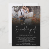 Classy Foto QR Code Skript Hochzeit Black Einladung (Vorderseite)