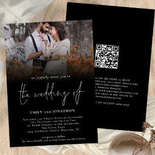 Classy Foto QR Code Skript Hochzeit Black Einladung
