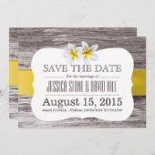 Classy Frangipani Blume Holz Save the Date (Vorne/Hinten)