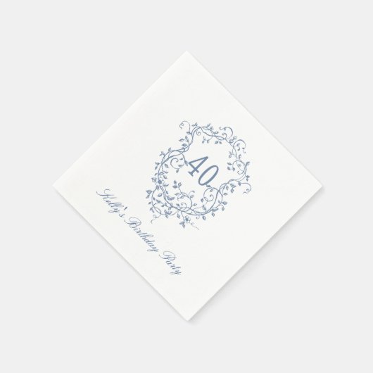 Classy Französisch Viktorianisch Blue 40. Geburtst Serviette (Ecke)