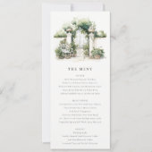 Classy French Garden Landscape Wedding Menu Card Einladung (Vorderseite)