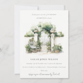 Classy French Garden Landschaft Wasserfarbe Geburt Einladung (Vorderseite)