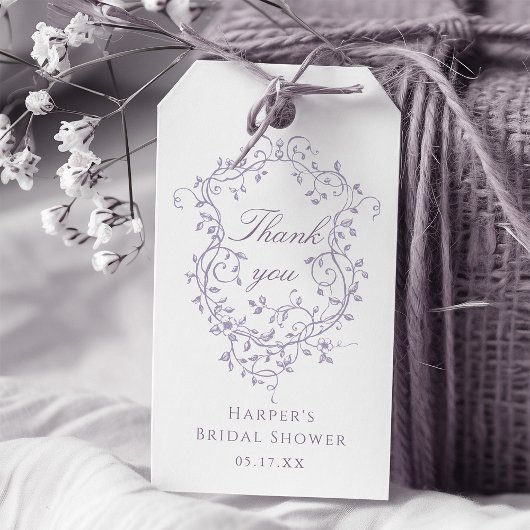 Classy French Lavender Bridal Shower Thank You Geschenkanhänger